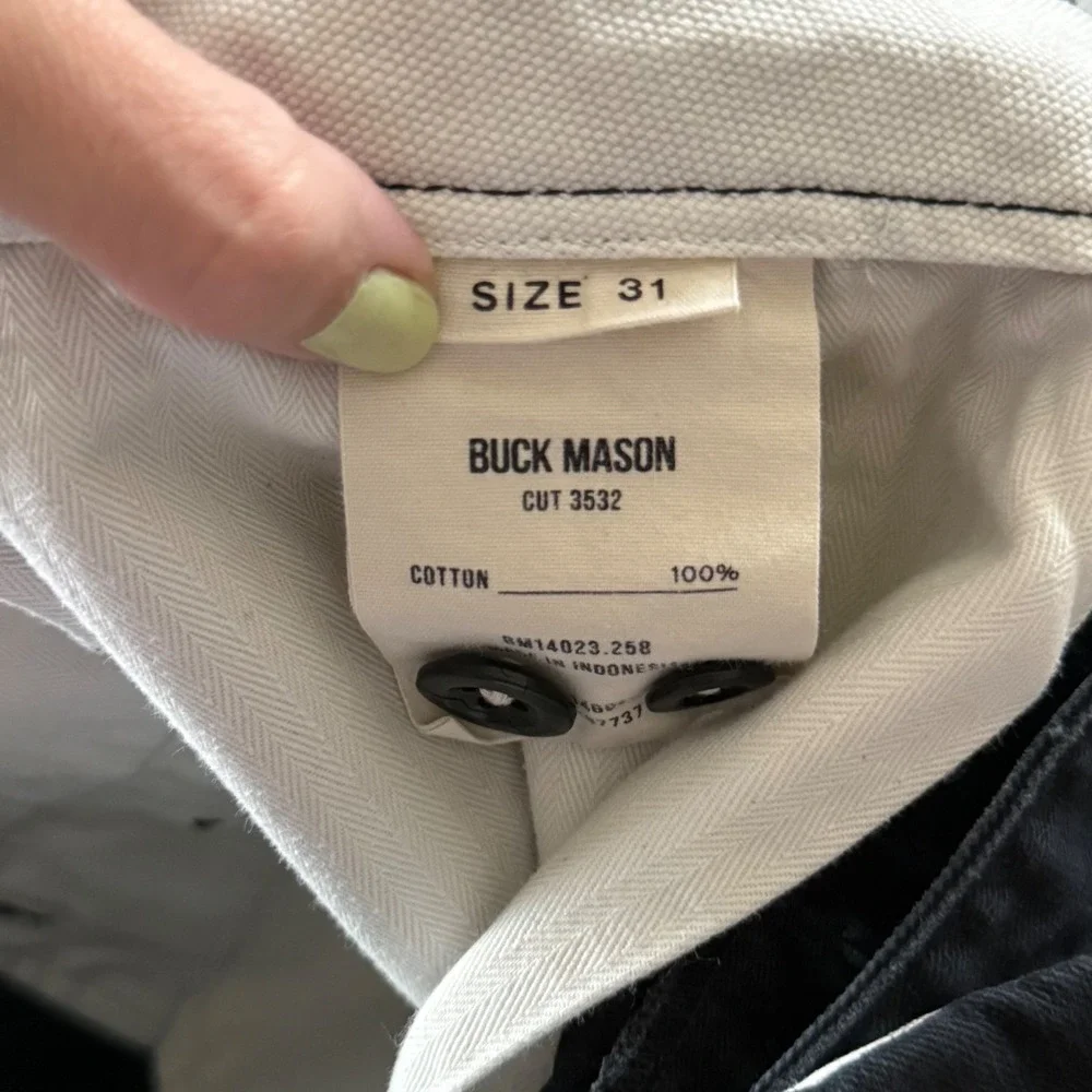 Buck Mason Officer Pants Slub Twill Black Cotton Chino Trousers - 31